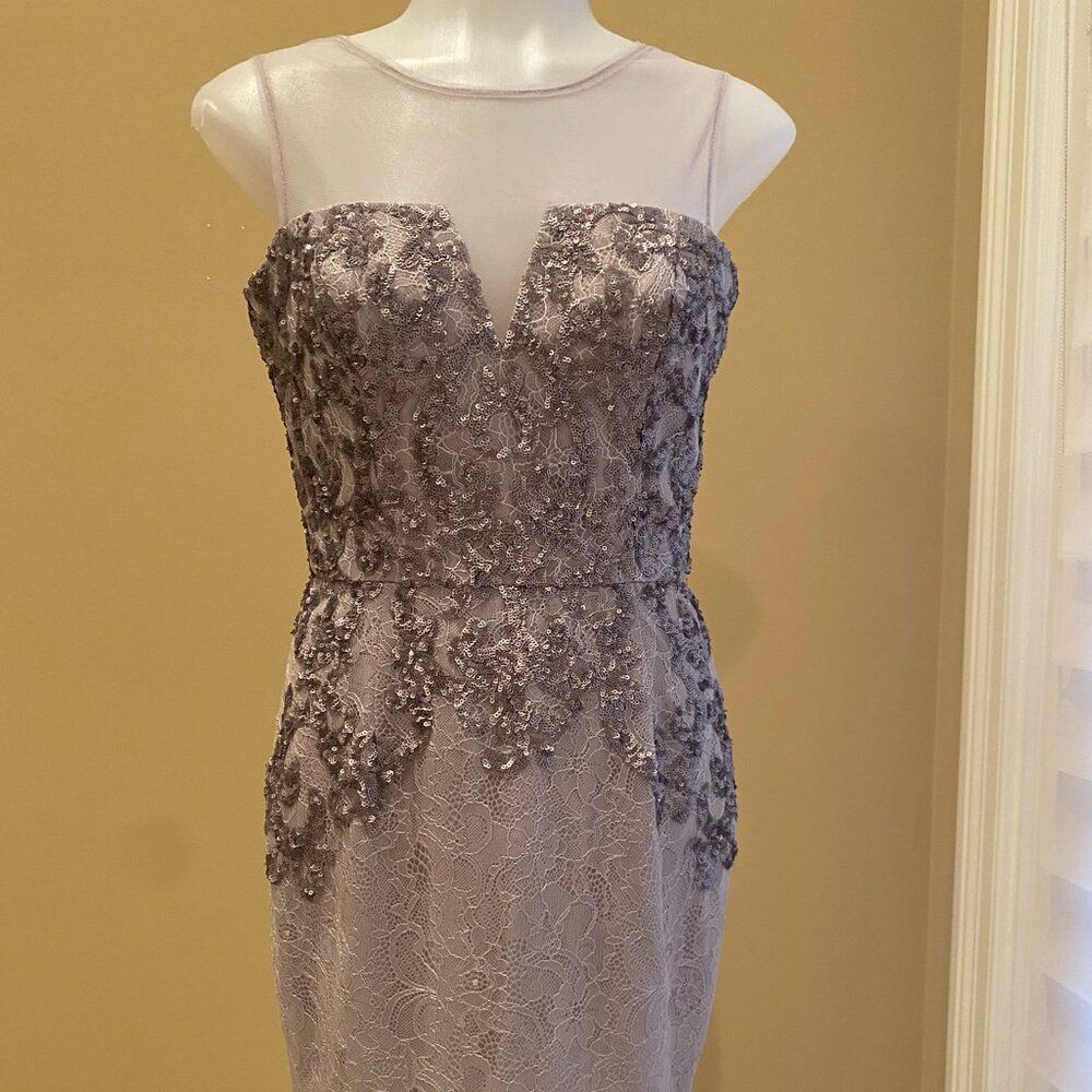 BCBGMAXAZRIA ABIGAIL PAISLEY SEQUINED COCKTAIL DRESS